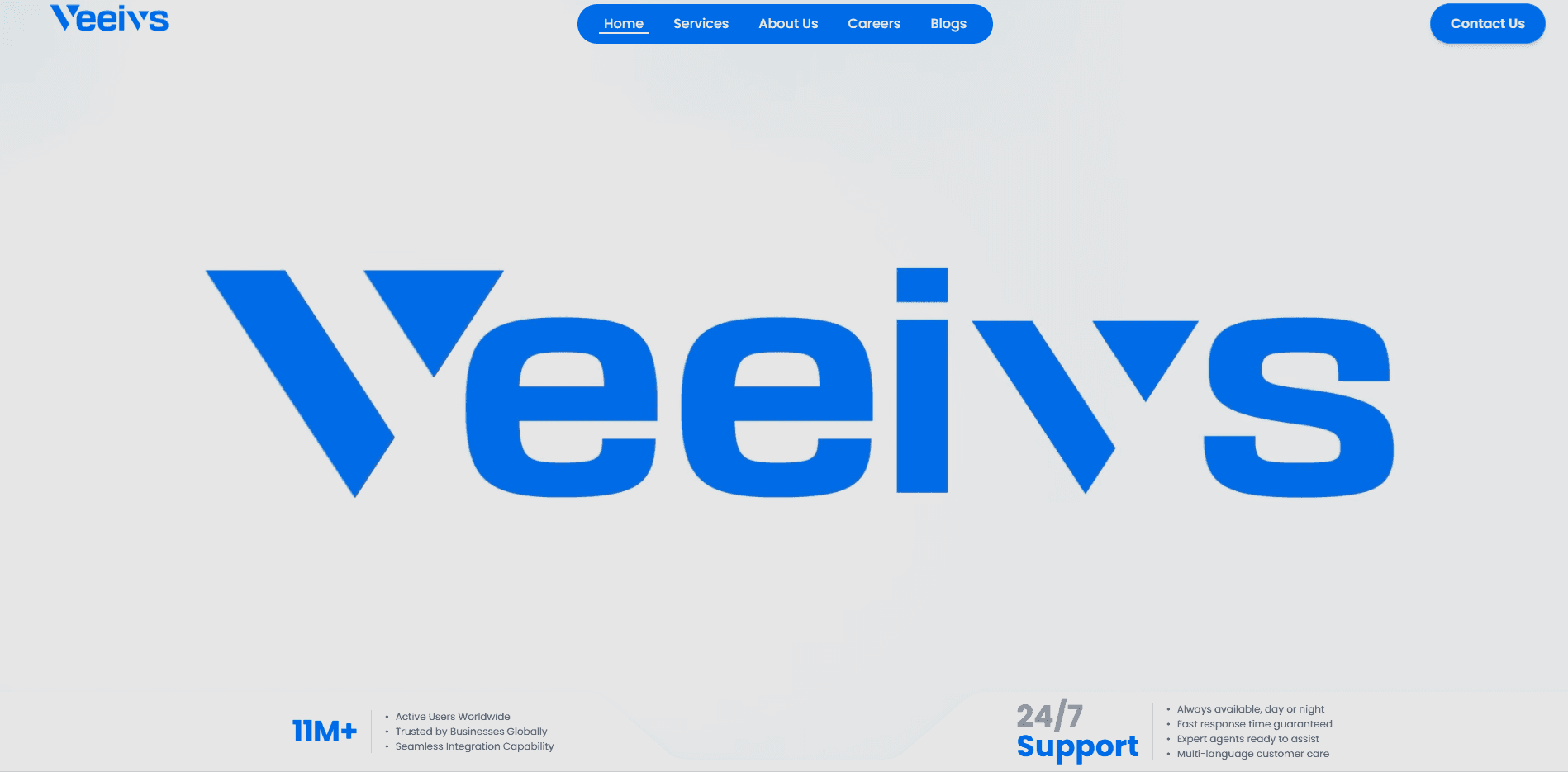 Veeivs website homepage