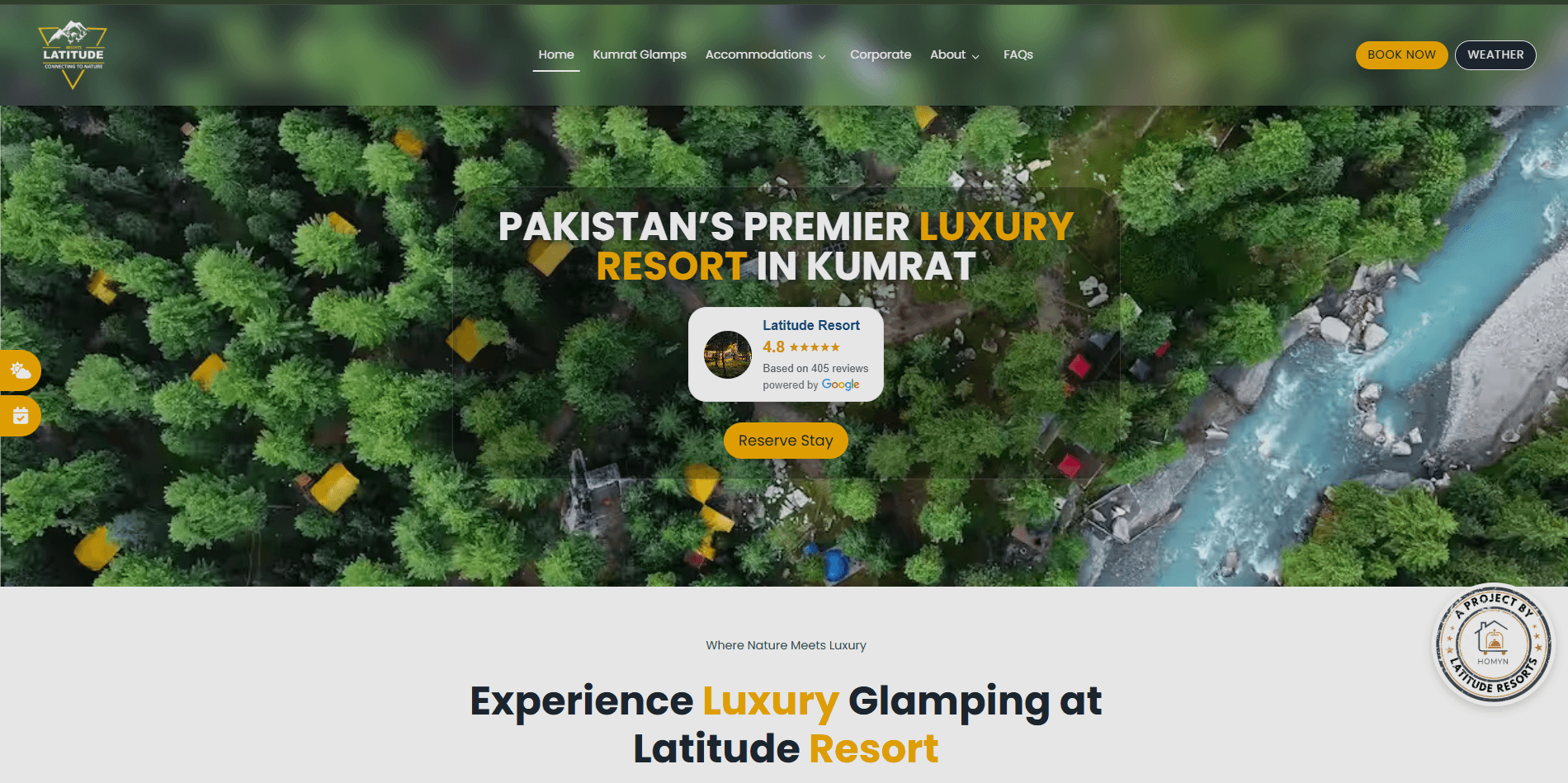 Lattitude Resort website homepage